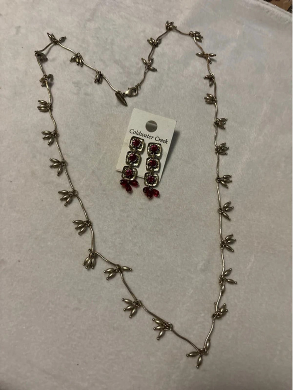 Stamped Coldwater Creek Peppers And Rhinestones Necklace and Earrings Set